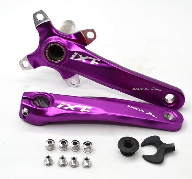 IXF – pédalier de vtt 104BCD, bras de pédalier intégré en alliage d&#39;aluminium ultraléger de 170mm avec support de pédalier BB: Purple