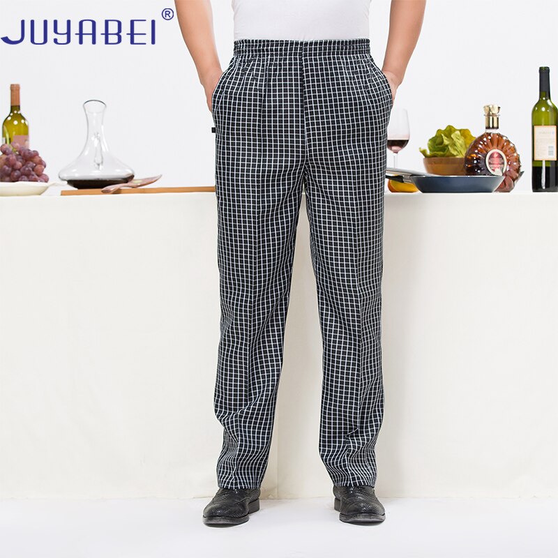 mannen Casual Plaid Elastische Riem Broek Hotel Food Service Westerse Restaurant Chef Broek Cafe Ober Werk Broek & zakken
