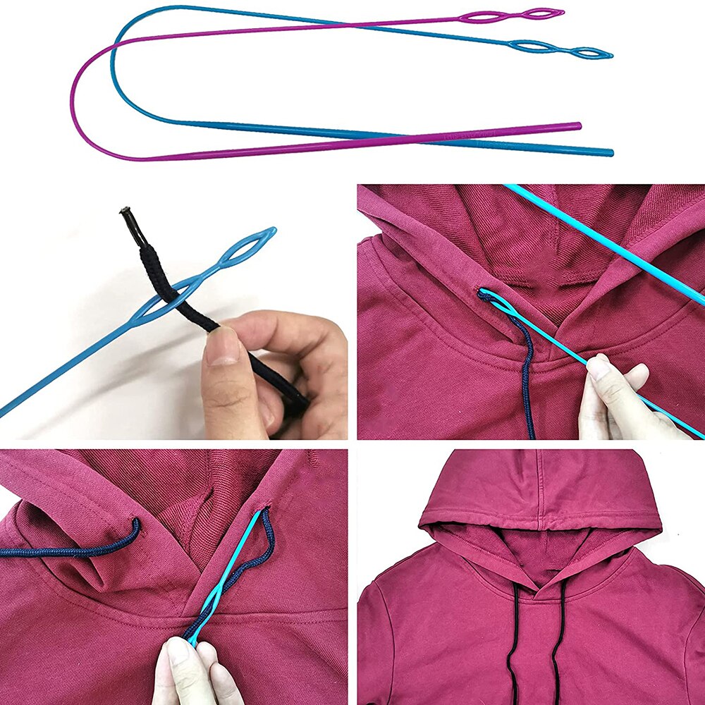Drawstring Threader Set Drawstring Replacement Tools Plastic and Metal Needle Threader Tool Loop Turner Hook Sewing Supplies