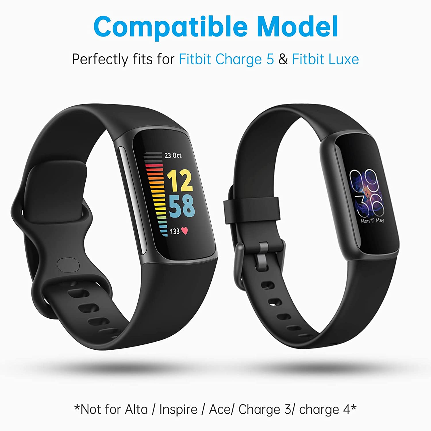 2-Pack Charger Cable Voor Fitbit Luxe & Charge 5, verbeterde Sterke Magnetische Oplaadkabel Met Reset Knop Vervanging