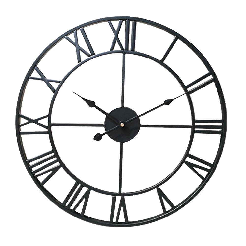 Wandklok Moderne Eenvoudige Creatieve Ijzeren Muur Horloge Voor Woonkamer Loft Cafe, stille Romeinse Cijfers Beweging Horloge 16 Inch: C