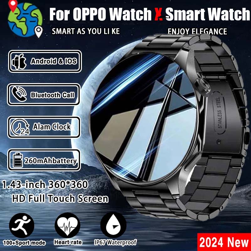 Dla OPPO zegarek DT zegarek X mężczyźni sprytny zegarek GPS trajektoria kompas 1.43 "AMOLED 466*466 HD ekran Bluetooth połączenie Człowiek Smartwatch