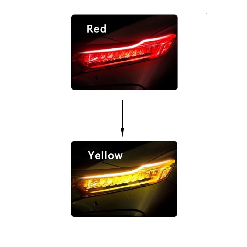 2 STUKS Auto DRL Dagrijverlichting 30CM 45CM 60CM Universele Flexibele Vloeiende Knipperlichten Waterdicht angel Eyes: Red to Yellow / 45cm