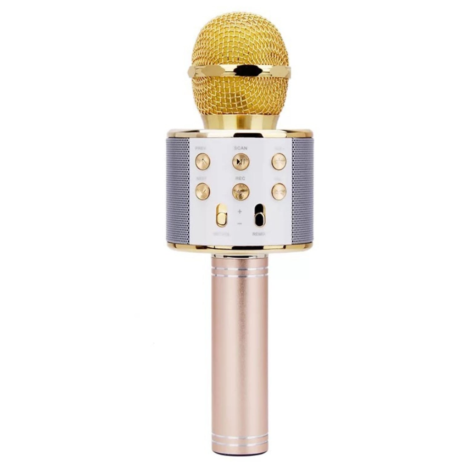 Trådløs bluetooth karaoke mikrofon 3 i 1 håndholdt karaoke mic højttaler ekko mikrofon til hjemmebane jul fødselsdag hjemmefest: Gloden