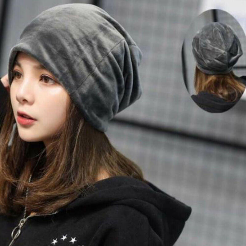 Dame herre fløyel baggy lue lue vinter varm oversized ski cap