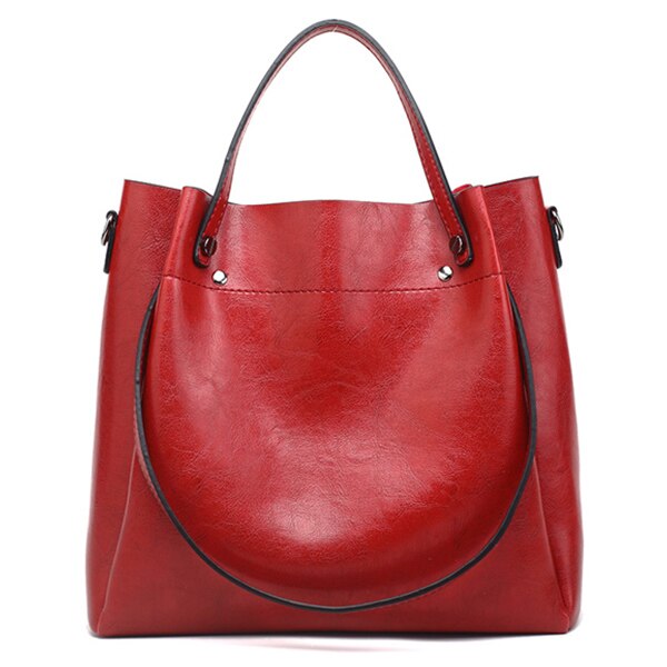 ACELURE Casual Large Capacity Women Tote Shoulder Bag PU Leather Ladies Bucket Handbag Messenger Bag Soft Shopping Crossbody Bag: Red