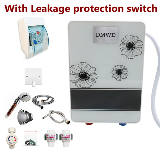 DMWD Instant Electric Mini Tankless Water Heater touch control Instantaneous Water Heater System for Bathroom wall mounted: Leakage protection