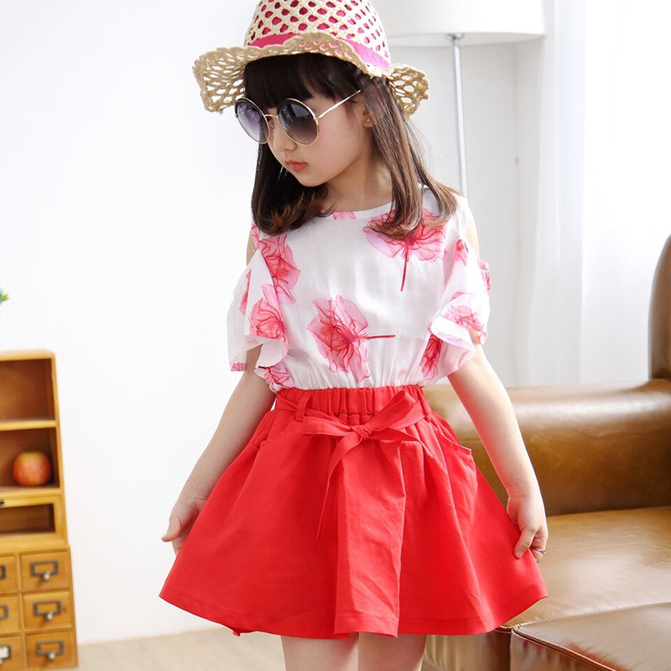 Summer Teenage Girls Suit Girl Clothing Set Kids Short Sleeve Princess Children Clothes Sets Outfits 5 6 8 9 10 11 12 Years
