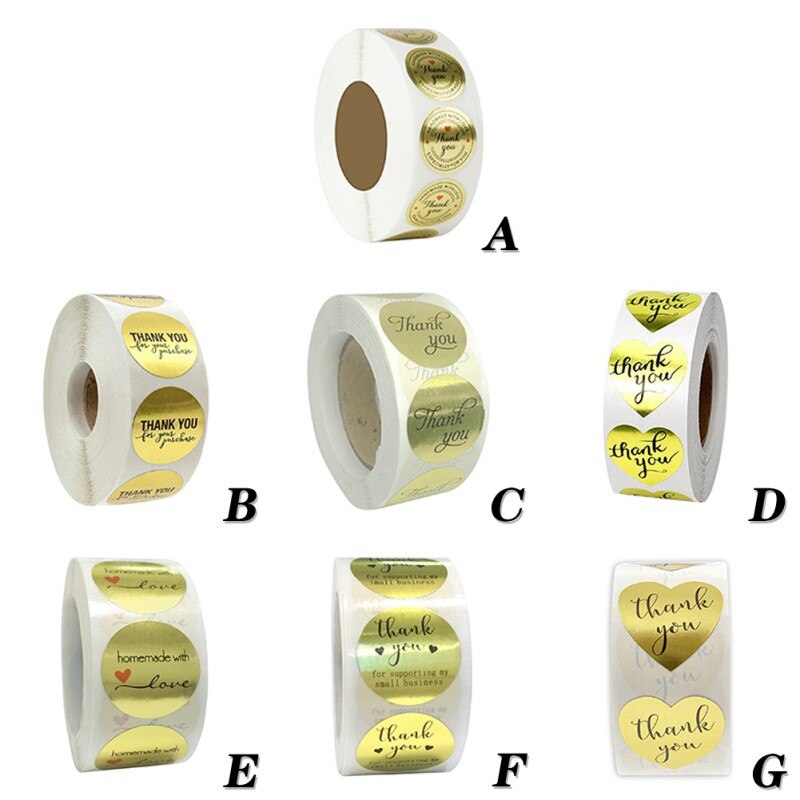 Golden Paper Label Stickers Gold Thank You Stickers Scrapbooking Handmade Business Packaging Seal Labels Stationery Sticker