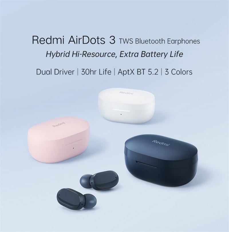 Originele Mi Airdots 3 Xiaomi Redmi Oortelefoon Echte Draadloze Bluetooth 5.2 Aptx Adaptieve Stereo Bass Met Mic Handsfree Tws Oordopjes