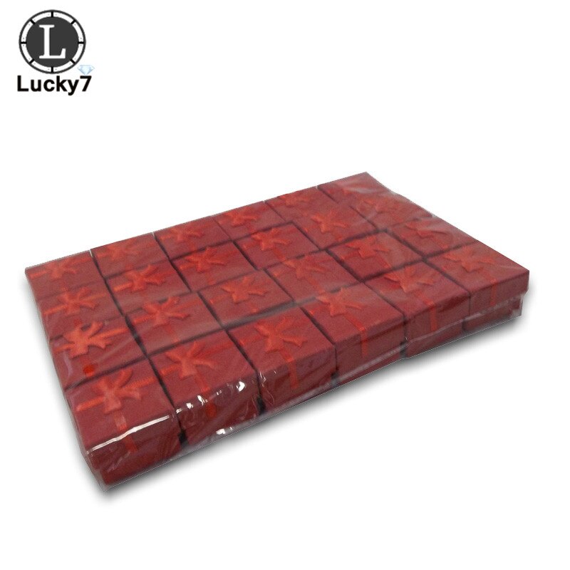 48pcs/lot Jewelry Box, Multi colors Rings Box, Jewelry Packaging Earrings Holder Case 4*4*3CM: Red