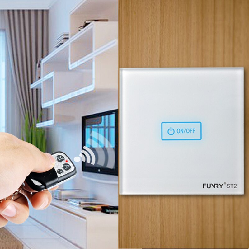 Original Funry ST2 1 Gang Interruptor de Pared Interruptor Táctil Capacitiva de Lujo Templado Superficie De Cristal A Prueba de agua/A Prueba de Fuego Control Remoto