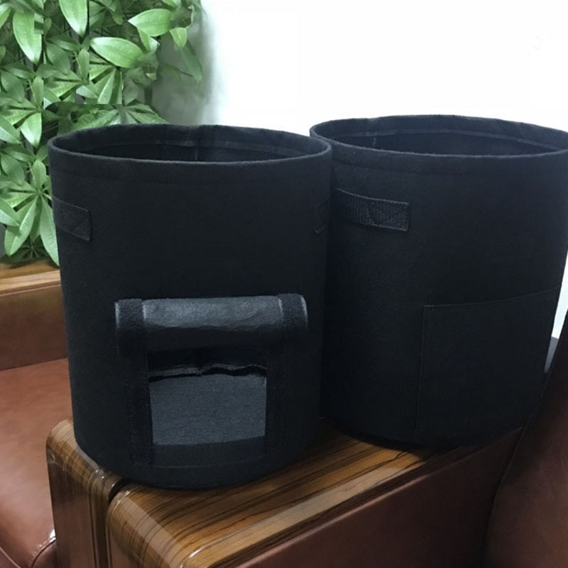 3 størrelse plante vokse poser hjem haven kartoffel krukke drivhus grøntsager voksende poser fugtgivende jardin lodrette have taske værktøjer: Sort / L -35 x 40cm(10 gal)
