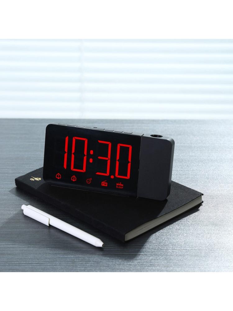 LED Digital 2 Alarm Clock USB Electronic Watch Wake Up FM Radio Time Projector 91AD