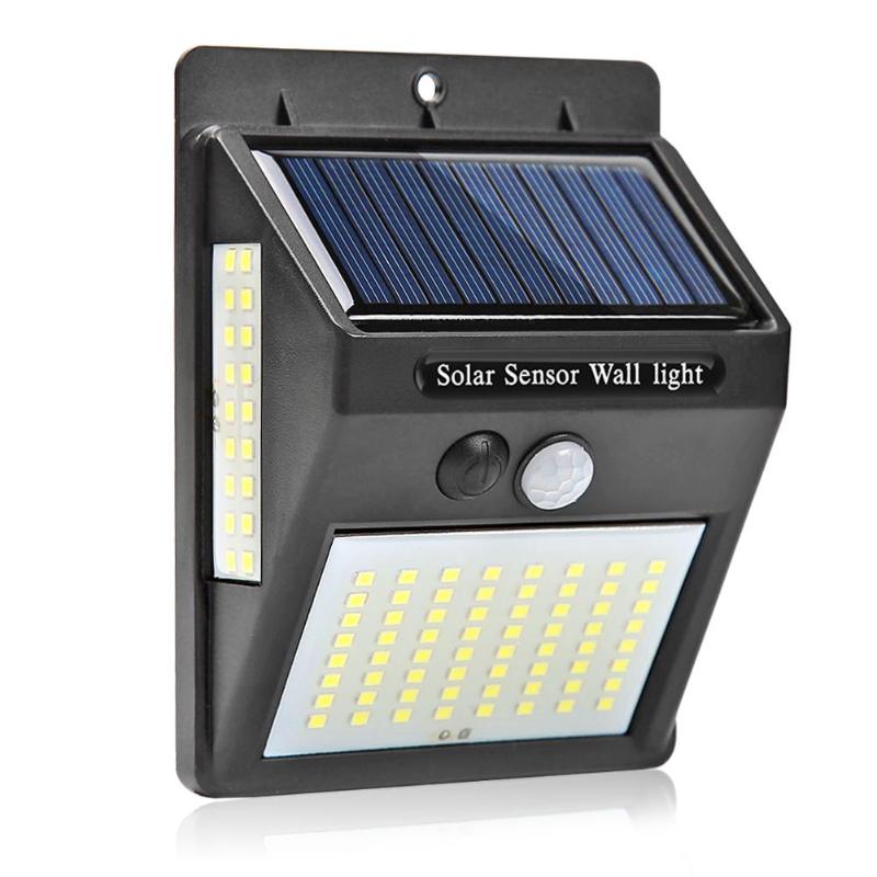 100LED Solar Wandlamp Buiten Motion Sensor IP65 Waterdichte Driezijdige Yard Straat Solar Lamp Tuin Decoratie Verlichting: Black 1pc