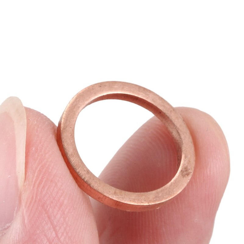 Junta de sello de anillo plano de cobre de 10 Uds. 14mm x 18mm x 2mm