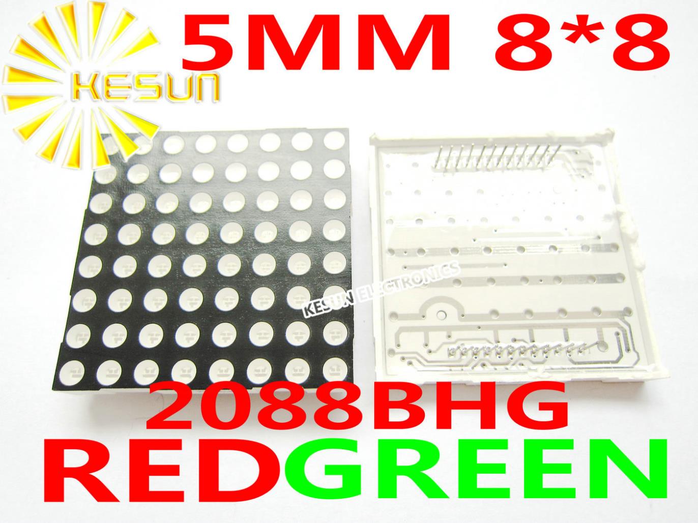 50Pcs X 5Mm 8X8 Rood Groen Bi-Color Gemeenschappelijke Anode 60*60 Led Dot Matrix Digitale buis Module 2088BHG Led Display Module