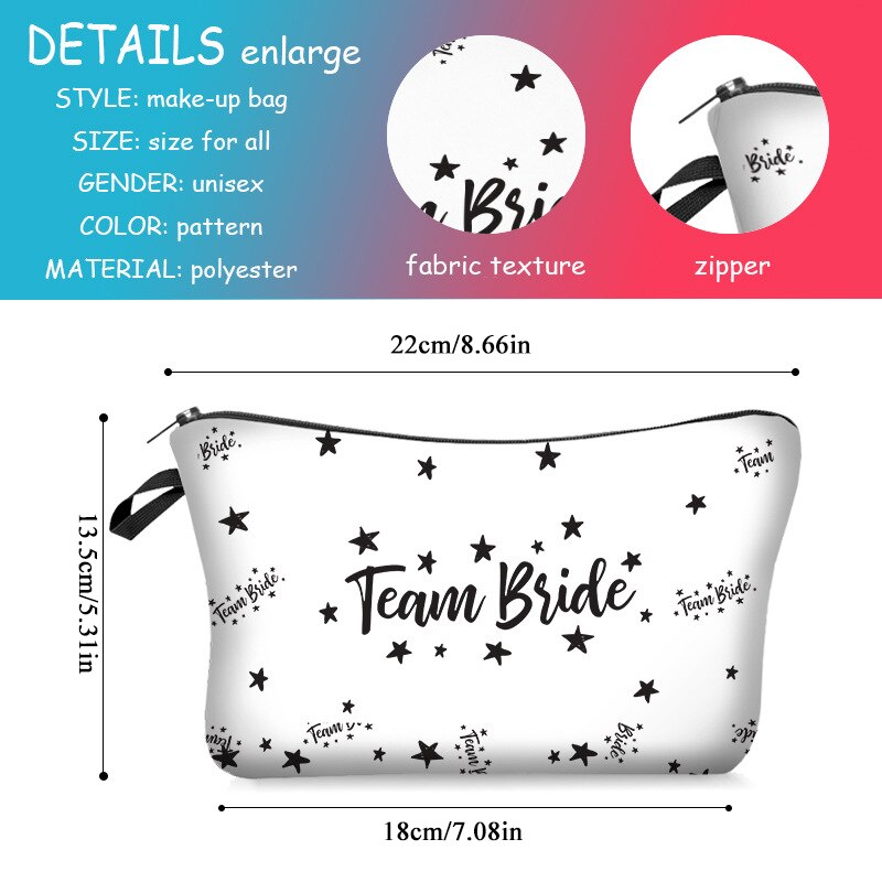 Demoiselle d'honneur mariage Bachelorette poule fête maquillage cosmétique sac Simple équipe mariée lettre imprimé trousse de beauté trousse de toilette pour