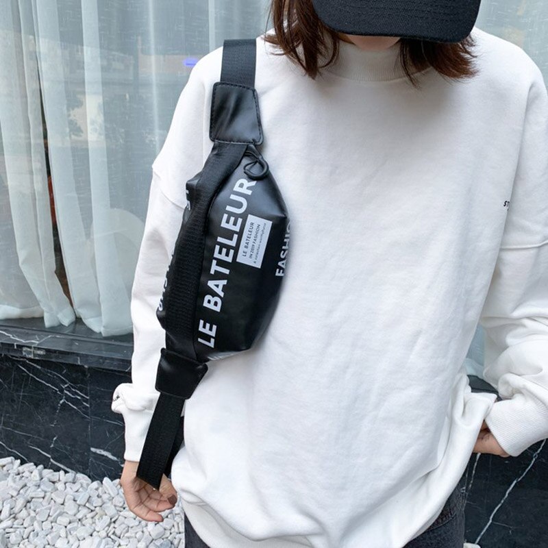 Saco da cintura das mulheres das letras rua hip hop cinto saco de alta qualidade couro do plutônio fanny pacote feminino ombro crossbody sacos peito bolsa