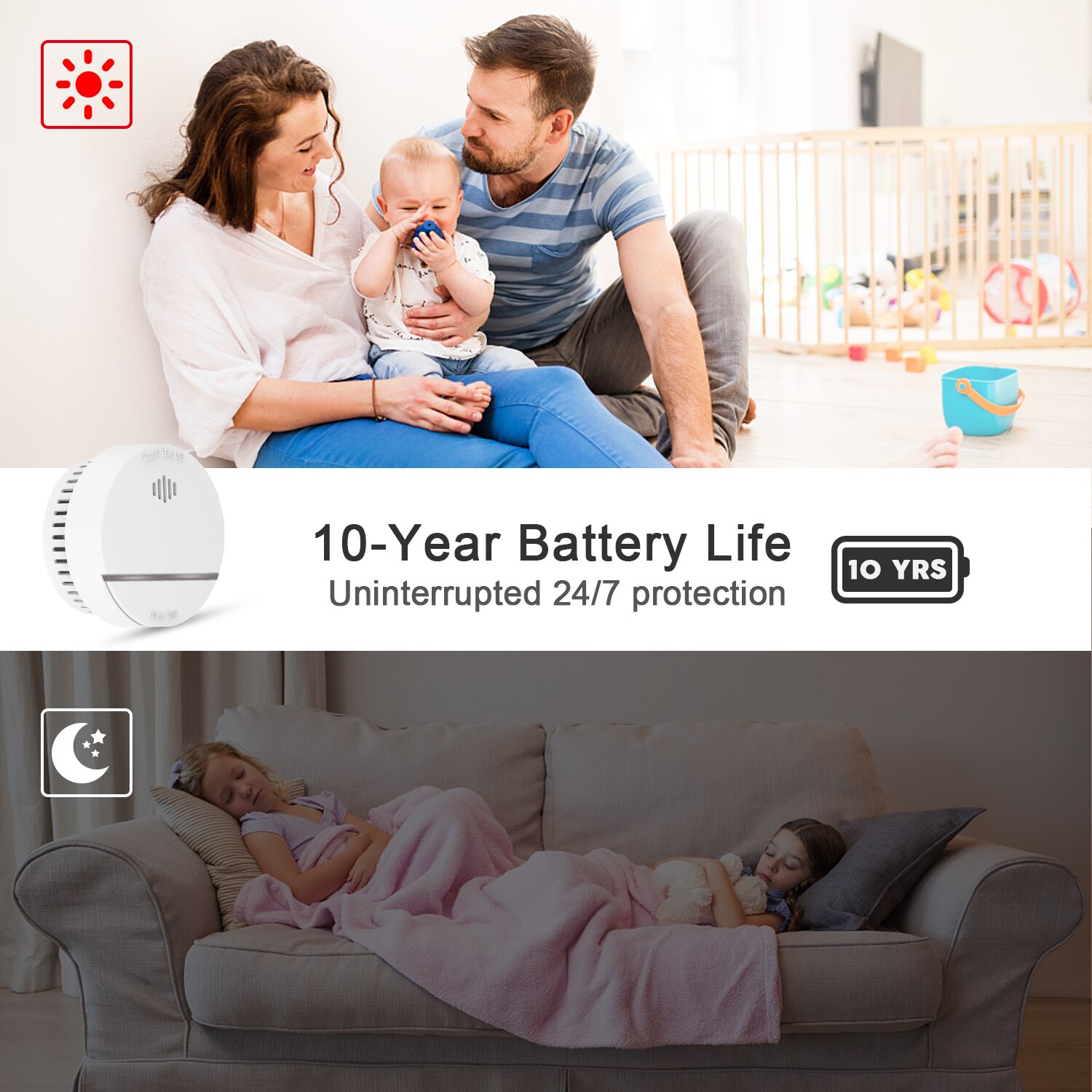 10Y Independent Smoke Detector Sensor Fire Detector Home Security System Firefighters Tuya WIFI Smoke Alarm Fire Protection