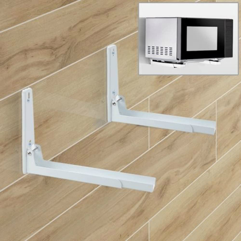 Soporte de pared para horno microondas, estante de almacenamiento telescópico multifuncional, de acero inoxidable, para Cocina