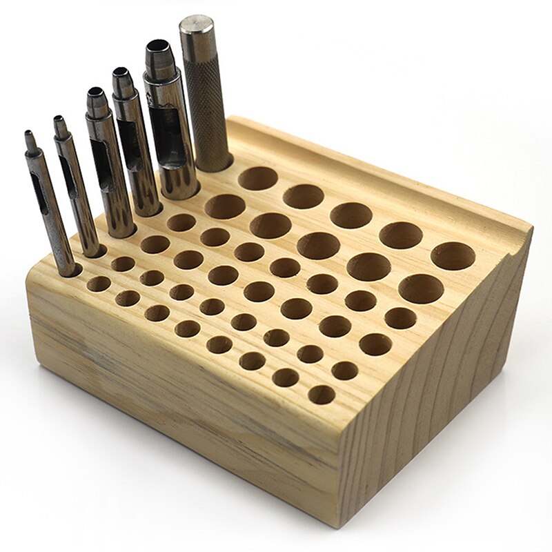 46/98 holes Pine Wooden Leather craft Rack Stand DIY Carving Punching Tools Holder Organizer Storing Leather Tool Storage Box
