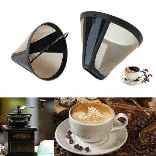1pc Reusable Coffee Filter Stainless Steel Kitchenware Cone-Style Coffee Filter