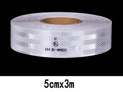 Car Reflective Strip Truck Trailer Reflective Tape Sticker Warning Strip Sign Night Driving Safety: 5cmx3m white