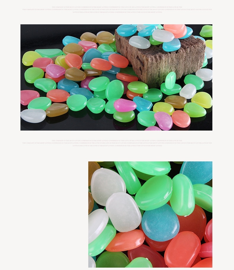 100 stk glød i mørket have småsten glød sten klipper til gangbroer havesti gårdhave græsplæne have indretning, lysende sten