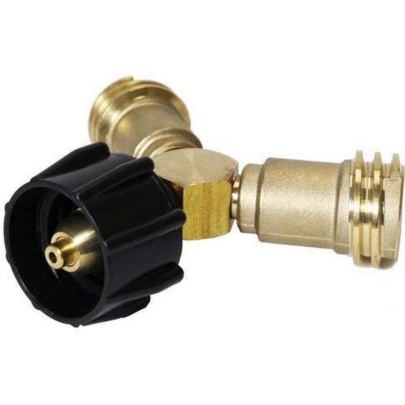 Propane Y-Splitter Tee Solid Brass with 1-Male QCC and 2-Female QCC for BBQ Grill, Heater, Propane Appliances