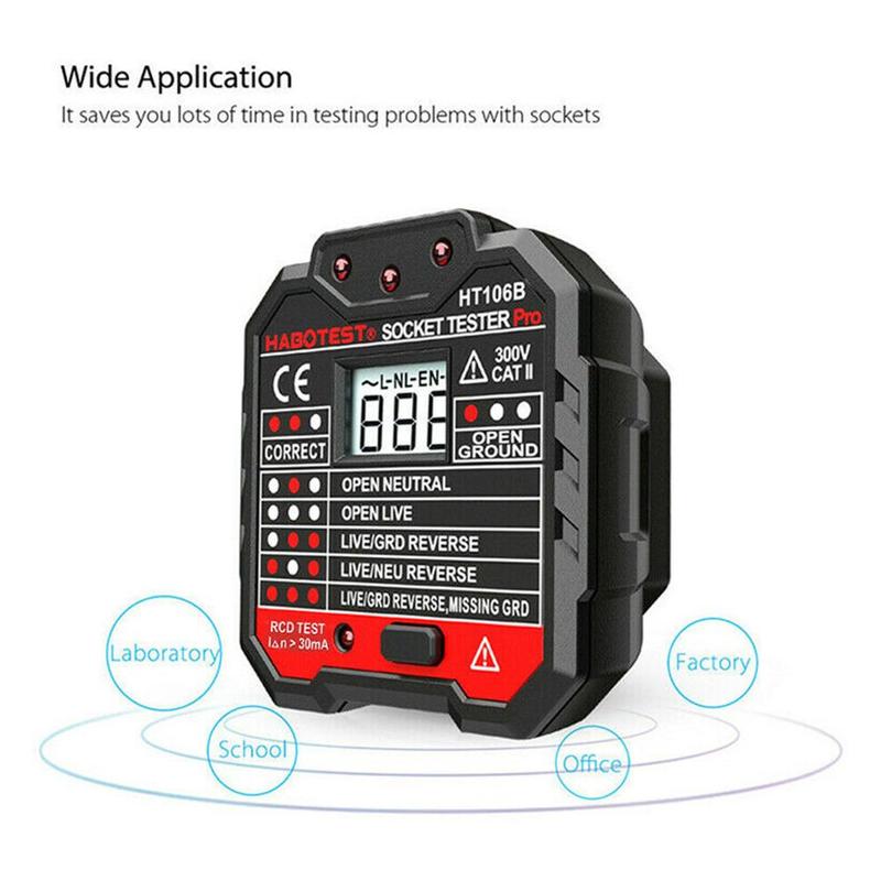 Electric Socket Tester EU / US / UK Plug Neutral Earth Breaker Plug Wall Electric Polarity Wire Test Circuit Leakage U2F9
