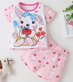 Peuter Jongens Meisjes 2 Stuk Pyjama Sets Leuke Gedrukt Nachtkleding Korte Mouw + Korte Broek Homewear Kleding: Roze / 4T