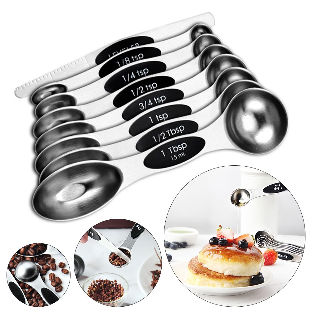 Double Head Measuring Spoon Stainless Steel Magnetic Measurement Teaspoon Kitchen Accessories Ingredients Measuring Spoon