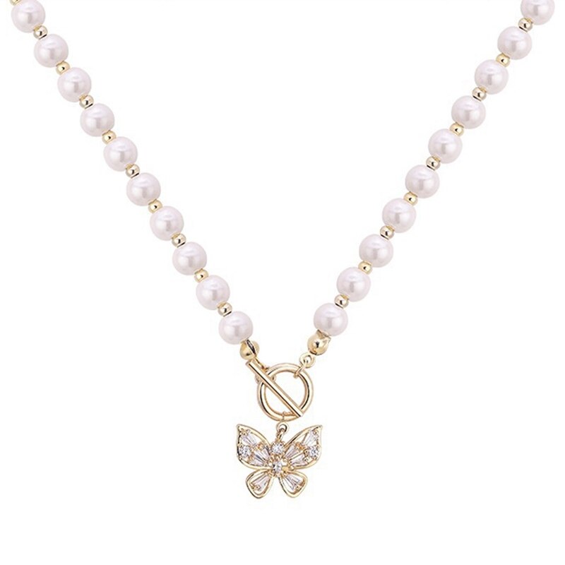 Imitatie Parels Chocker Ketting Vlinder Choker Ketting