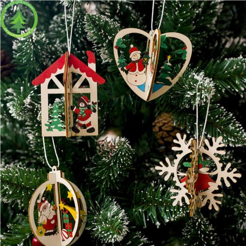 Kerstboom Decoraties 3D Xmas Tree Hangers Opknoping Houten Jaar Kerst Decoratie Kerst Decoratie Voor Thuis