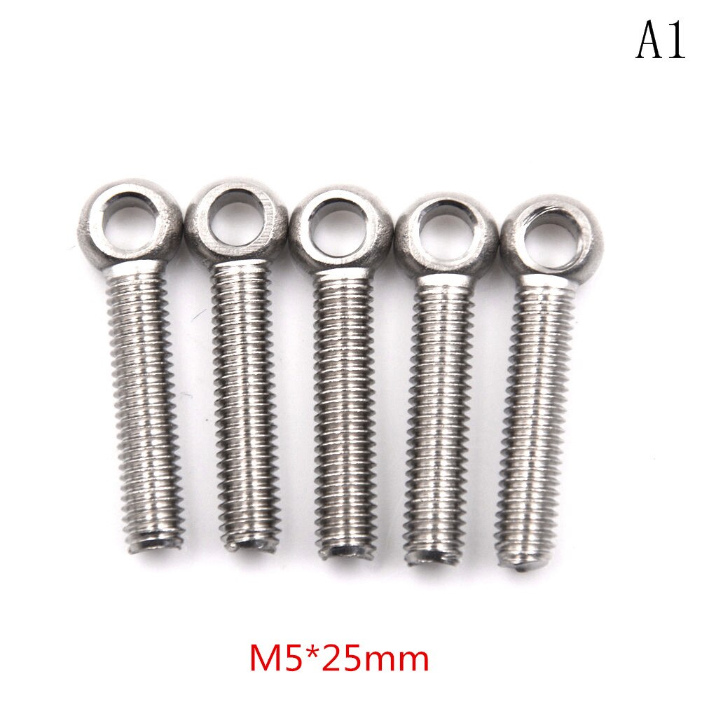 5PCS M5 M6 M8 M10 M12 Stainless Steel Eye Bolt Stud Articulated Anchor Bolt Fasterners: 5x25