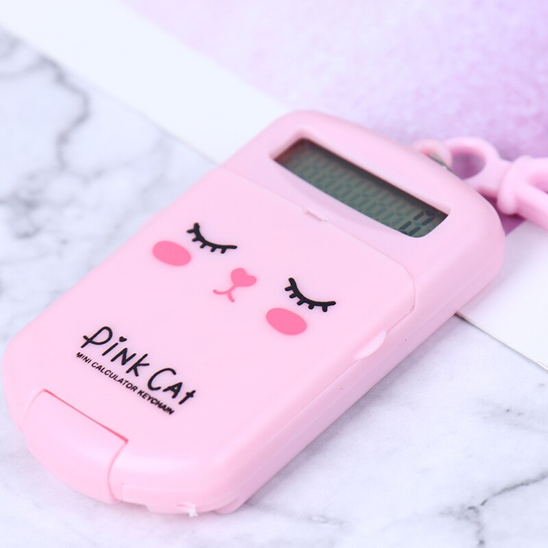 Mini calculatrice numérique Portable, Kawaii, affichage de poche, dessin animé, porte-clés , fournitures de bureau,