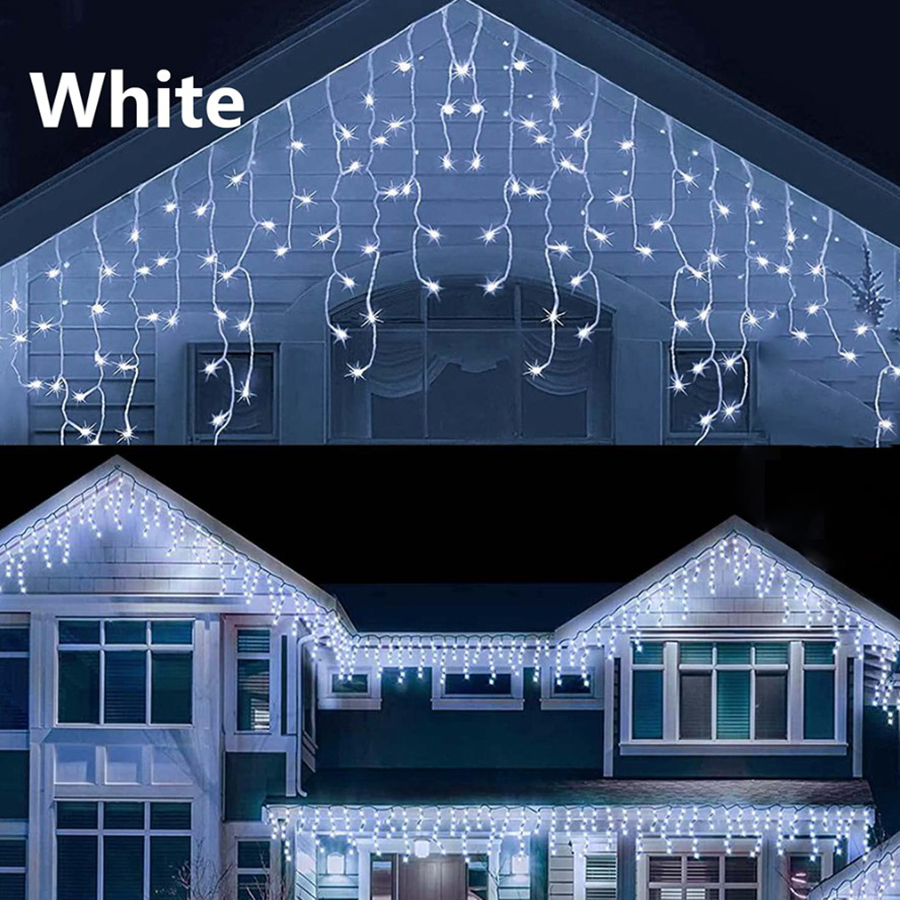 LED Eiszapfen Lichterketten 4M/6M/12M Vorhang Lichterkette Girlande Ich bin Freien Für Geburtstag hochzeit Party Garten Terrasse Dekoration: veränderbar / 350W