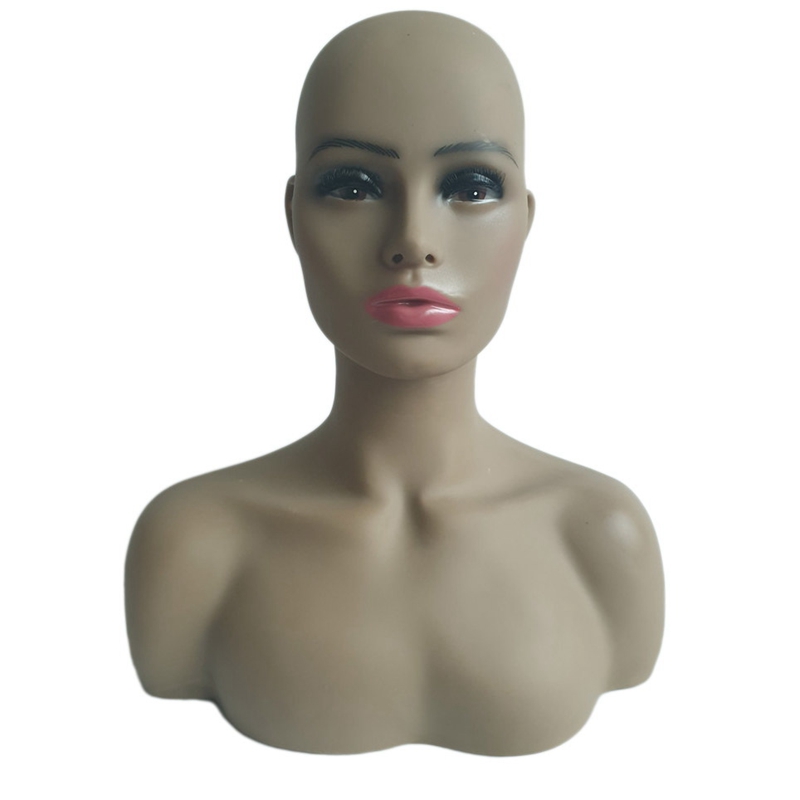 Tête de Mannequin avec épaules, chapeau, lunettes, perruque, présentoir avec trous d&#39;oreilles: Rouge
