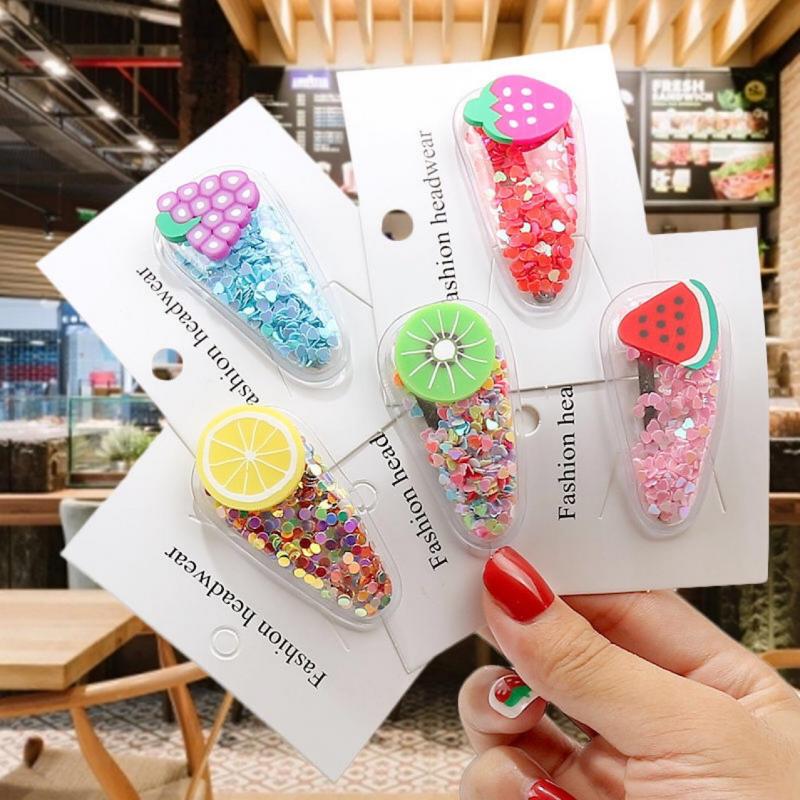 3/5pcs Baby Cute Color Fruit Hairclip Head Jewelry -shaped Clip Baby Hairpin Kids Headwear Girl Headdress Hair Accessories: 1pcs Random pattern