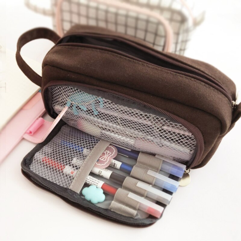 Jianwu 1Pc Solid Eenvoud Grote Capaciteit Potlood Tas Leuke Student Hoge Capaciteit Etui Kawaii Opbergtas Schoolbenodigdheden