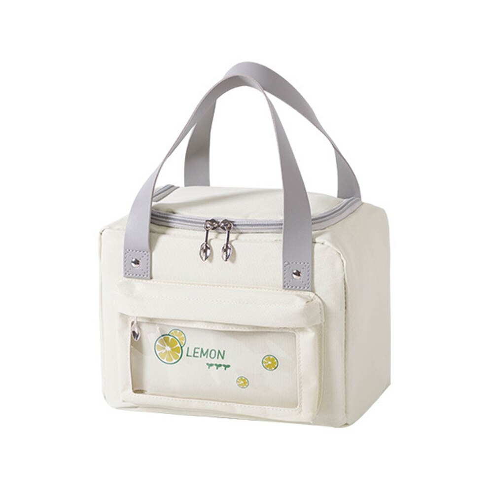 Portable Lunch Bag Thermal Insulated Lunch Box Tote Cooler Bento Pouch Dinner Container Children&#39;s Meal Pack Food Storage Bags: Beige