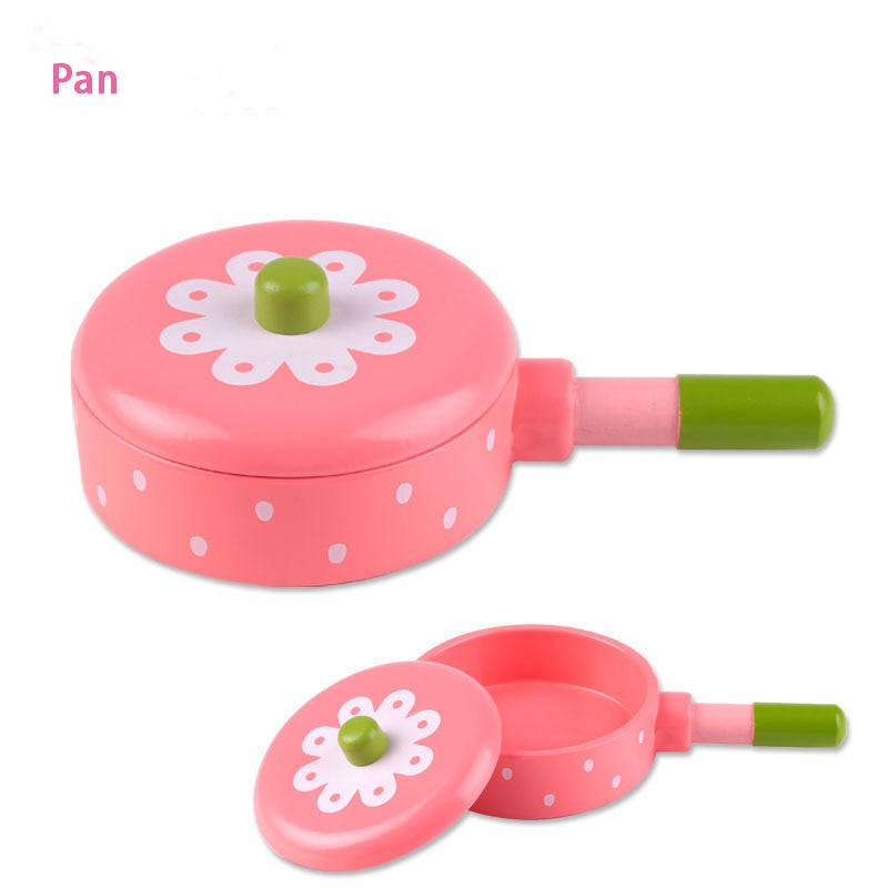 Kids Pretend Play Wooden Kitchen Supplies Role Cooking Food Saucepan Afternoon Tea Set Toys Educational For Children