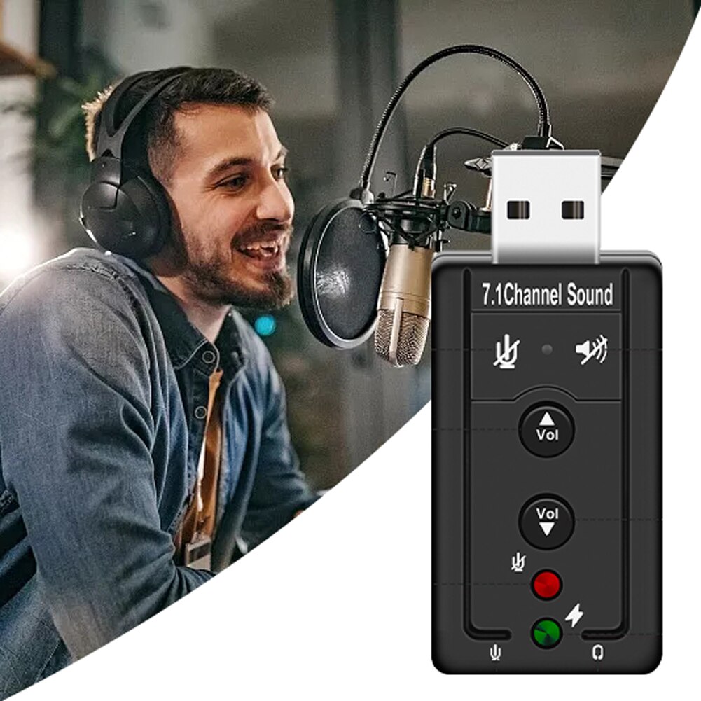 Audio Adapter Stereo Plug And Play 7.1 Channel Computer PC Speaker Earphone External USB Sound Card Recording