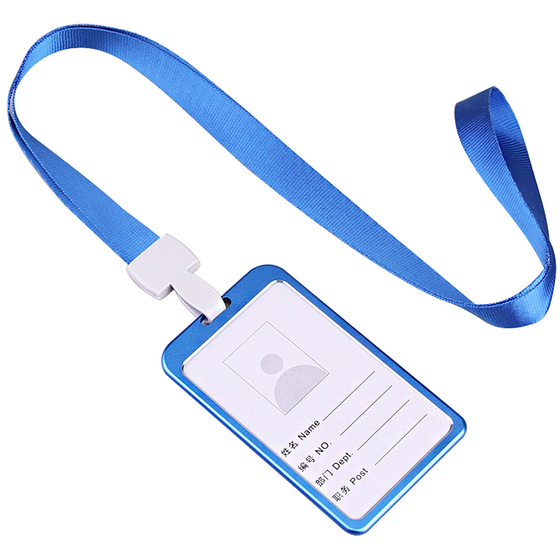 Aluminum Alloy Metal Vertical ID Badge Holder Bank Credit Card Bus Cards Case Cover Holders With Lanyard: vertical blue