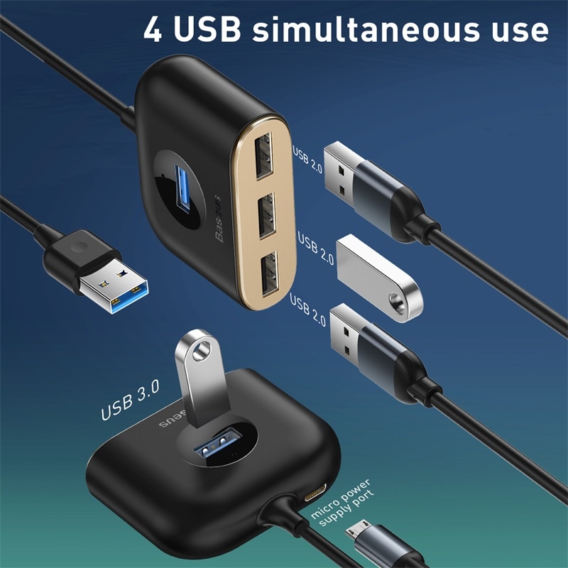 Baseus USB HUB USB3.0 naar USB3.0*1 + USB2.0*3 voor MacBook Pro Air USB 2.0 HUB LED USB Splitter voor PC Computer Accessoires