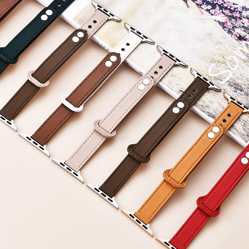 Læderurrem til apple watch series 8 7 6 5 4 3 se 38mm 40mm 41mm 42mm 44mm 45mm til iwatch ultra 49mm udskiftning af håndledsrem