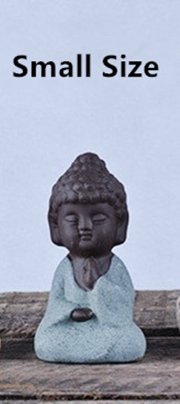 Lille buddha statue munk figur tathagata indien yoga mandala te kæledyr lilla keramik håndværk zakka dekorative keramiske ornamenter: Lille størrelse blå