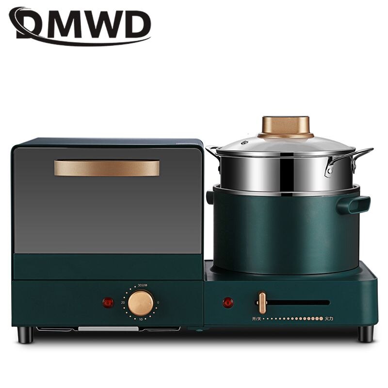 Dmwd 4 in 1 husholdnings elektrisk morgenmaskine brødrister stegepande mini ovn brød sandwich pizza maker kogende gryde damper
