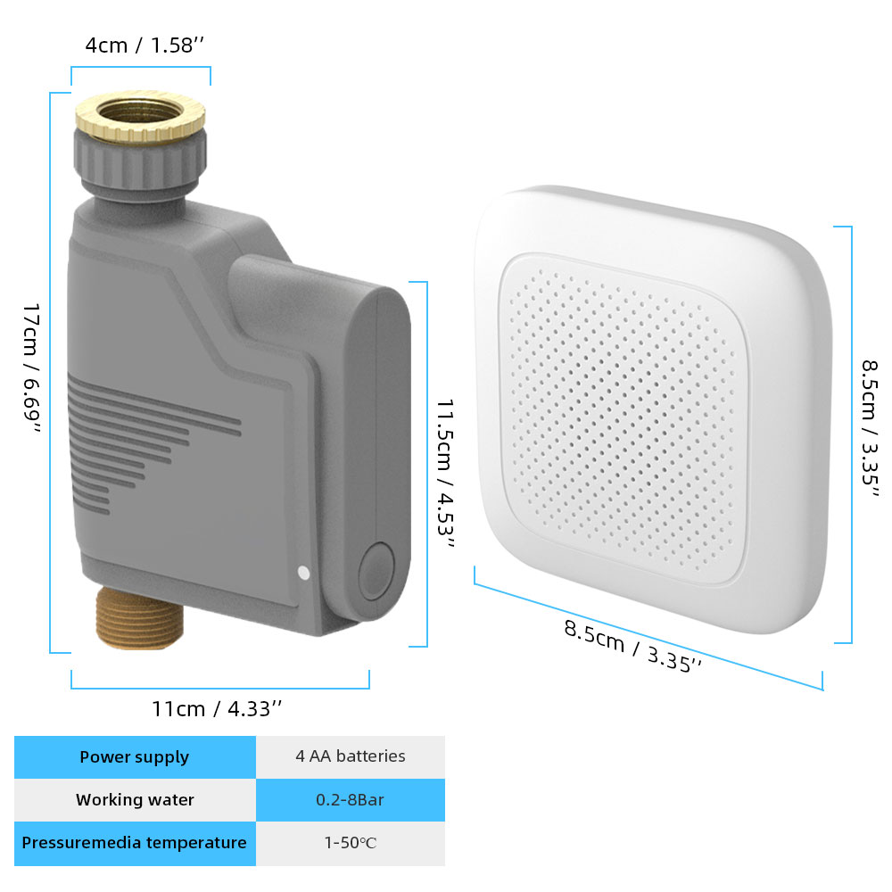 Alexa Google Tuya Wireless Watering Valve Timer Programmable Water Hose Faucet Smart Sprinkler Timer with Hub Water Flow Meter